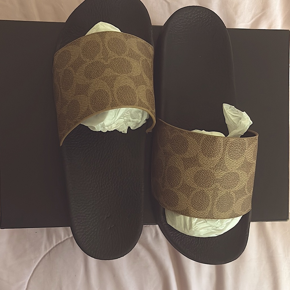 Coach Brown Slide Slippers